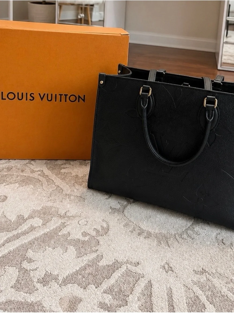Louis Vuitton Black Exterior with Mustard Interior Leather Handbag